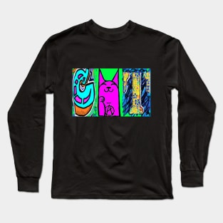 Lucky Cat Pop Art Graffiti Long Sleeve T-Shirt